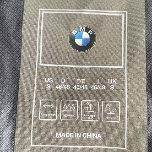 BMW Casual Full Zip Waterproof 100% Poly Hooded Jacket Sage Grn Dk Gry Sz S NWOT - Picture 10 of 15